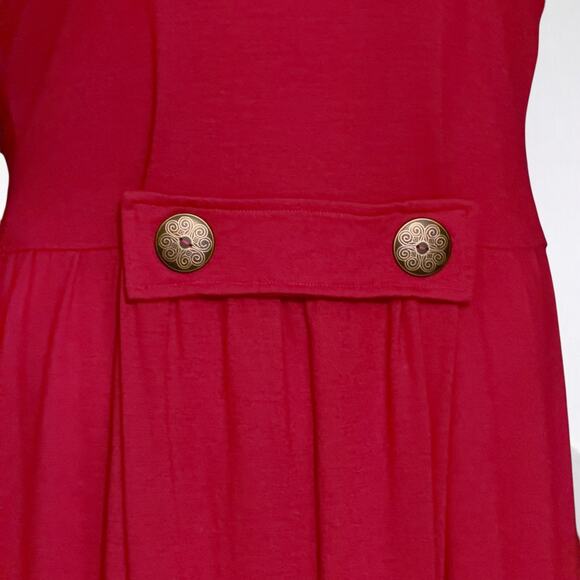 Vintage Chansonetta Wool Midi Dress Sz Medium Red A-Line Artisan Minimalist USA - Picture 5 of 11